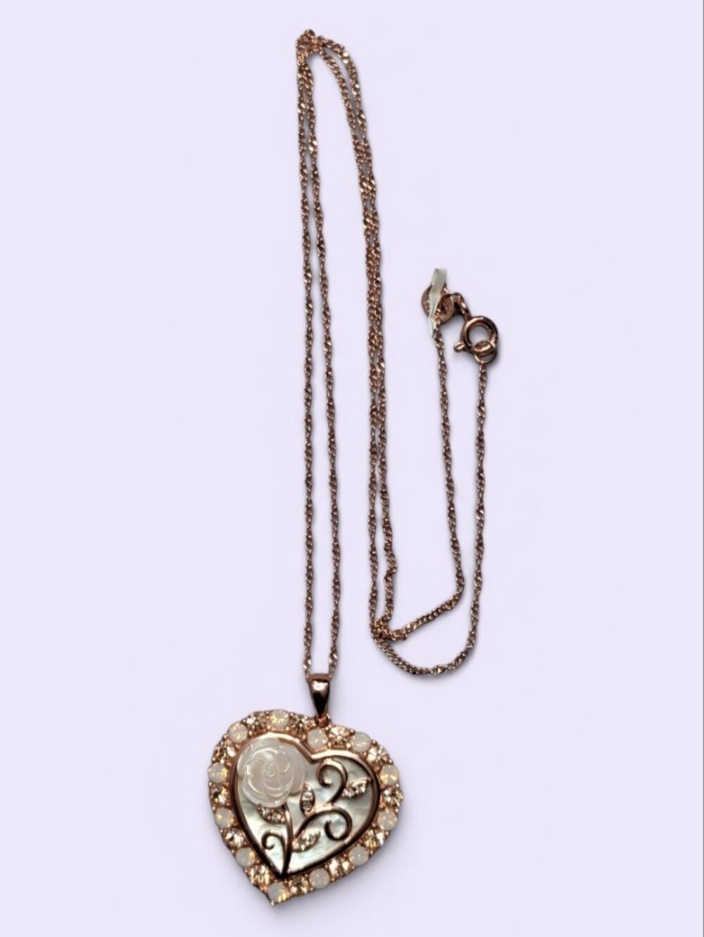 Macy's Mother of Pearl (16mm) Rose Cameo Necklace in 18k Rose Gold over Sterling